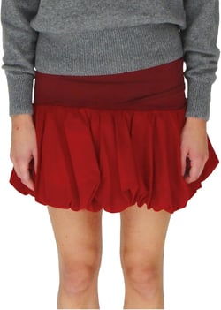 Women Ruffle Mini Bubble Skirt Y2k Elastic Waist Aline Pleated Skirt Puffy Vintage Balloon Skirt Streetwear Medium Patch Red