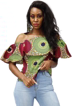 SHENBOLEN Women African Print Top Ankara Shirt Medium B