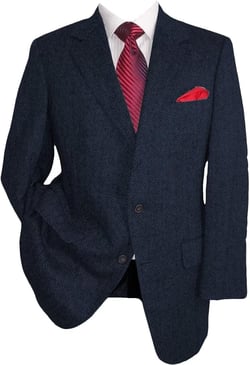 HUUTOE Tweed Blazer Men Vintage Casual Herringbone Tweed Suit Jackets Two Button Notch Lapel Wool Blend Sports Coat Medium Navy