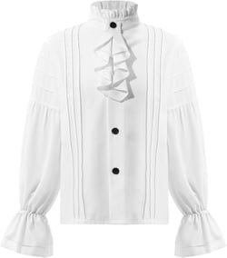 Kids Boys Medieval Pirate Shirt Gothic Renaissance Poet Shirt Halloween Carnival Cosplay Customes Ruffled Tops White a 16-18 Years