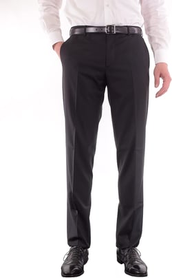Zanella Platinum Parker Tasmanian Super 150's Wool Men Trousers - Modern Fit Flat Front Dress Pants 44 Regular Black