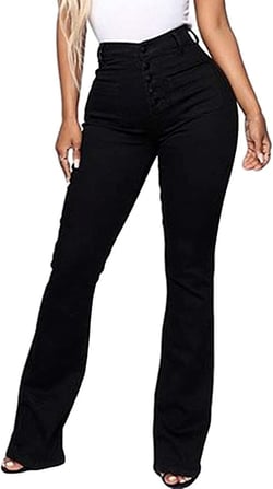 Women's Bootcut Jeans Skinny Jeans Stretch Pants Size Mid-Rise Stretch Jeans High Waist Slim Plus, XS-4XL 3X-Large Black