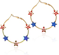USA American Flag Earrings,Acrylic Sunflower Butterfly Donut Cake Gnome Earrings,Cute National Flag 4th of July Independence Day Dangle Earrings for Women gold hoop