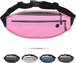 HiRui Fanny Pack for Men Women, Adjustable Exercise Waist Pack Reflective Running Belt for Sports Workout Cycling Hiking, Casual Hands-Free Wallets Phone Bag Fits All Phones (Pink) Pink One Size