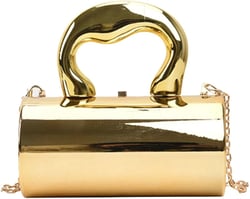 Niction Acrylic Evening Clutch Women Chic Metal Purses Shiny Barrel-Shaped Handbag Crossbody Bag for Wedding Parties 2024 Gold