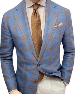 Men's Slim Fit Blazer,Plaid/Plain Color Lapel Long Sleeve Button Suit Jacket Coat for Party Dating X-Large Blue Plaid