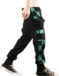 Unisex Tanjiro Zenitsu Pants Cosplay Cargo Pants Anime Sweatpants with Pockets 3X-Large Green(regular)