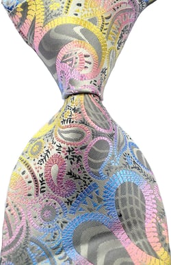 New Classic Paisley Floral JACQUARD WOVEN Silk Men's Tie Necktie Grey/Pink