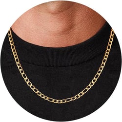 Stainless Steel Chain Necklace for Men Gold Silver Cuban Link Chains Rope Figaro Mens Necklace for Men Women Round Box Wheat Jewelry Gifts 18/20/22 Inch Length 20 Inch 5mm gold figaro chain