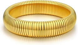 Bestyle Chunky Stretch Bangle Bracelets for Women, Trendy Stainless Steel/Black/Rose Gold/Gold Bangle Bracelet Stackbale, 10mm 16mm 20mm, Women Inconic Statement Bracelet gold-16mm
