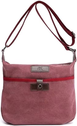 Shoulder Bag for Women Canvas Crossbody Bag Lightweight Handbag Casual Satchel Retro Purse, Red