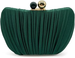 UMREN Women's Formal Satin Pleated Clutch Moon Shape Evening Bag Fashionable Prom Handbag Wedding Purses Green