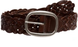 beltiscool 1 1/2" (37 mm) Women's Oval Braided Woven Leather Belt M/L - 36" Brown