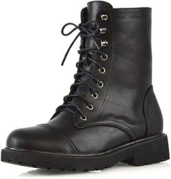 Womens Lace Up Ankle Boots Chunky Grip Sole Ladies Winter Retro Combat Goth Biker Militarty Army Shoes Booties 6 Black Synthetic Leather