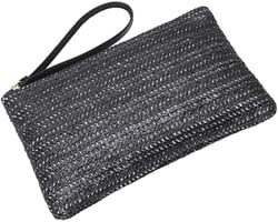 Straw Clutch Wallet, Woven Handbag Summer Beach Purse with Zipper Mone Wallet Wicker Rattan Envelope Bag Bohemian Bag for Women Travel