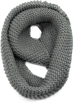 Warm Scarf for Winter, Women or Men Thick & Chunky Knit Loop Wool Infinity Scarves Neck Warmer For Winter Cold Weather W-S-J1 Gray