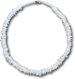 Native Treasure Mens and Womens Tropical Summer Beach Surfer Necklace From the Philippines White Rose Clam Chips Ark Shells 16.0 Inches