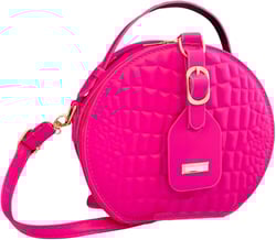 Floerns Women's Small Crossbody Bag Round Bag Crocodile Leather Circle Handbag One Size Hot Pink