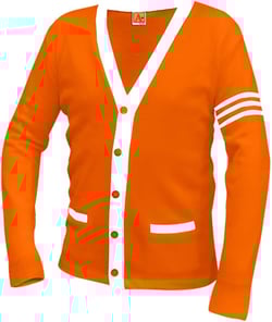Averill's Sharper Uniforms Your Neighborhood Uniform Store Unisex 5-Button V-Neck with Contrasting Trim Varsity Cardigan XX-Large Orange/White