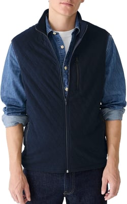 Locachy Men's Lightweight Fleece Vest Casual Full Zip Stand Collar Waistcoat Sleeveless Quilted Jacket Warm Outdoor Vest Medium Navy Blue