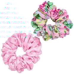 Lilly Pulitzer Large Scrunchie Set, 2-Pack Satin Scrunchies, Cute Hair Ties for Women and Girls, Via Amore Spritzer/Conch Shell Pink Caning