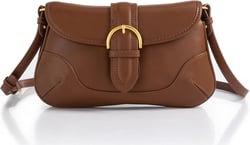Coucoland Crossbody Bags for Women - Leather Saddle Purse Boho Cross Body Handbag with Adjustable Strap for Women Daily Brown