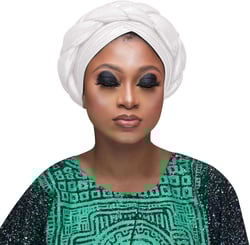 African Pattern Knot Headwrap Women Turbans Bohemian Print Pre Tied Flower Knot Bonnet Hat for Women Girls White One Size