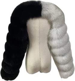Fluffy Faux Fur Women's Scarlf Stole Shawl Shrug Wraps Mini Jacket Cover Up Outwear Tops with Sleeves Grey and Black XX-Small