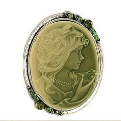Soul Breeze Collection Antique Vintage Replica Style Green CAMEO Brooch Pin Fashion Jewelry for Women