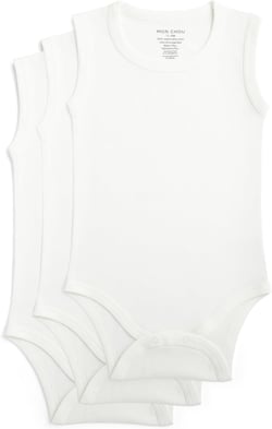 Baby Sleeveless Onesie, 100% Organic Pima Cotton Bodysuit, Infant Boy Girl Unisex, 3 Pack-Sizes 0-24 Months Eco White 12-18 Months