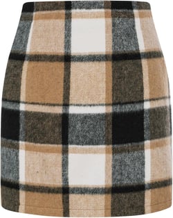 Kate Kasin 2024 Plaid Pencil Skirts for Women High Waisted Casual Stretch Bodycon Mini Skirt Khaki 16