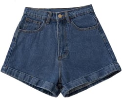 Women High Waist Denim Shorts Casual Cuffed Jean Short Summer Thin Vintage Baggy Shorts XX-Large Dark Blue