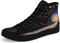 Women's Canvas night sky High Top Shoes Sneakers Unisex Casual Lace Up Versatile Shoes Orange Black 14.5 Women/13 Men