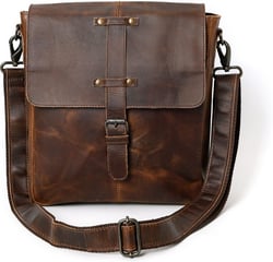 Leather Calmara Hunter Handmade Messenger Bag for Men Tan Brown