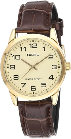 Casio Men's Mtp-v001gl-9b Quartz Watch with Genuine Leather