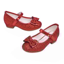 Stelle Girls Mary Jane Glitter Shoes Low Heel Princess Dress Shoes,Toddler Little Girls Bowknot Flower Girl Wedding Party Dress Pump Shoes,Red