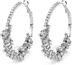 Chunky Gold Hoop Earrings for Women, Trendy 14K Gold Plated Gold/Silver Statement Earring Thick Open Double Hoop Earrings Lightweight Hypoallergenic Earrings Gold Jewelry Hoop-1040