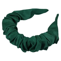Unique Bargains Women's Solid Color Pleated Headband 1 Pc Dark Green
