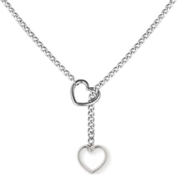 Heart O-Ring Slip Chain Necklace Punk Rock Stainless Steel Cuban Long Necklace Jewelry for Women Gothic Cuban Necklace Jewelry Adjustable Lariat Y-Necklace With Key Silver heart 31mm