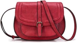 Women's Vintage Saddle Bag Fashion Semicircle Crossbody Bags Coin Purse Red