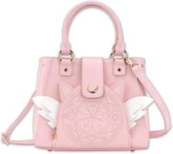 BelugaDesign Sakura Purse | Cute Pastel Pink Kawaii Girls Women Crossbody Shoulder Bag | Princess Cardcaptor Moon Anime Heart Wing Handbag | Faux Leather Vegan Birthday Gift with Straps and Pockets