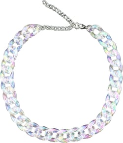 Punk Acrylic Cuban Link Chain Transparent AB Color Plastic Resin Choker Necklace Chunky Hip Hop Statement Neck Collar Jewelry Gift for Women Teens Girls
