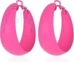 Just Follow Large Matte Round Hoop Earrings Classic Retro Geometric Lightweight Neon Multicolor Color Pierced Circle Earrings for Women Wedding Holiday Jewelry Gift Hot Pink