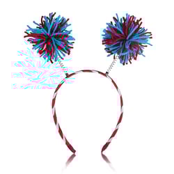 4th of July Pom Head Bopper Pom Pom Headband Fun Fluffy Ball Head Bopper Red White and Blue Spings Pom Headwear Patriotic Accessories for Women Girls Kids Independence Day Parade Party Favors 1PCS America 1