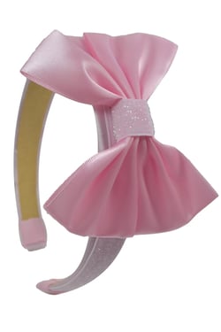 Funny Girl Designs Sparkling Glitter Satin BOW Arch Headband (Light Pink)