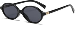 Retro Oval Sunglasses for Women Men Small Round Sunnies 90s Vintage Style A2 Black/Grey Grey