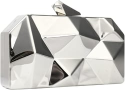 YYW Women Geometric Lattice Pattern Metal Evening Bag Party Wedding Bridal Prom Purse Crossbody Bag with Chain Silver