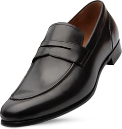 Dunross & Sons Mens Loafer Shoes. Leather Penny Loafer for Men, Slip-On Formal Business Shoes. 11.5 Brookes Black