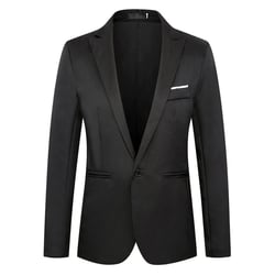 Clearance! Hontri Mens Suit Slim Fit One Button Solid Tuxedo Blazers Jacket Business Suits Wedding Party Homecoming Suits for Men Suits for Men Black L
