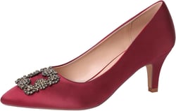 ERIJUNOR E1492C Women Pumps Comfortable Kitten Heel Rhinestone Evening Prom Wedding Shoes 10 Burgundy
